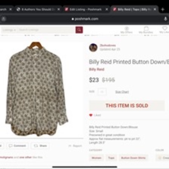 Billy Reid Printed Button Down/Blouse sz S - Picture 9 of 9